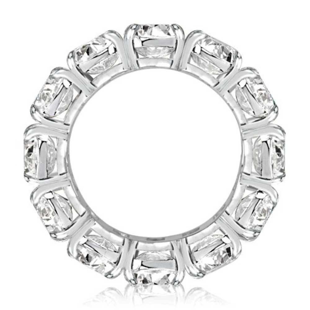 Platinum-Color Clear Eternity Band Ring - Picture 3 of 11